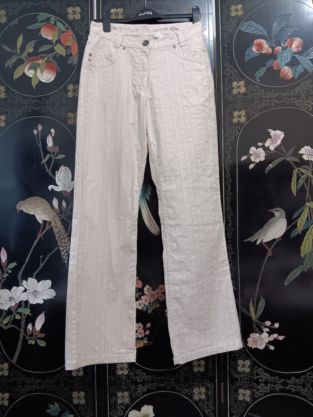 Blue Willli's Cream Pinstripe Boot Cut Pants